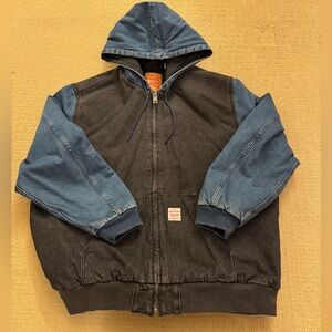 Men’s Levi’s Potrero hooded black & blue denim quilted lining jacket